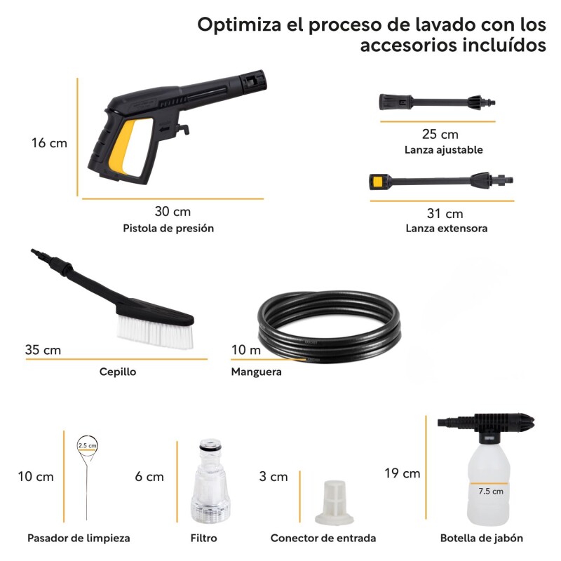 Hidrolavadora Kingsman Alta Presión 152 bar + Accesorios 1800w Hidrolavadora Kingsman Alta Presión 152 bar + Accesorios 1800w