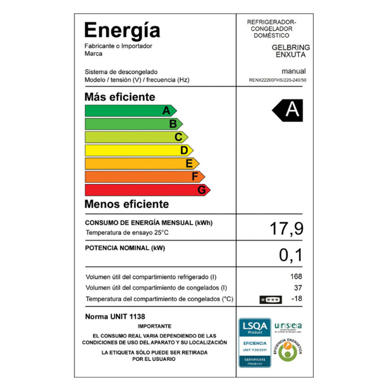 REFRIGERADOR ENXUTA RENX22200FHS SILVER -Frío Húmedo 205L N/A