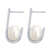 Caravanas Talia de oro blanco 18k. brillantes y perla de cultivo Caravanas Talia de oro blanco 18k. brillantes y perla de cultivo
