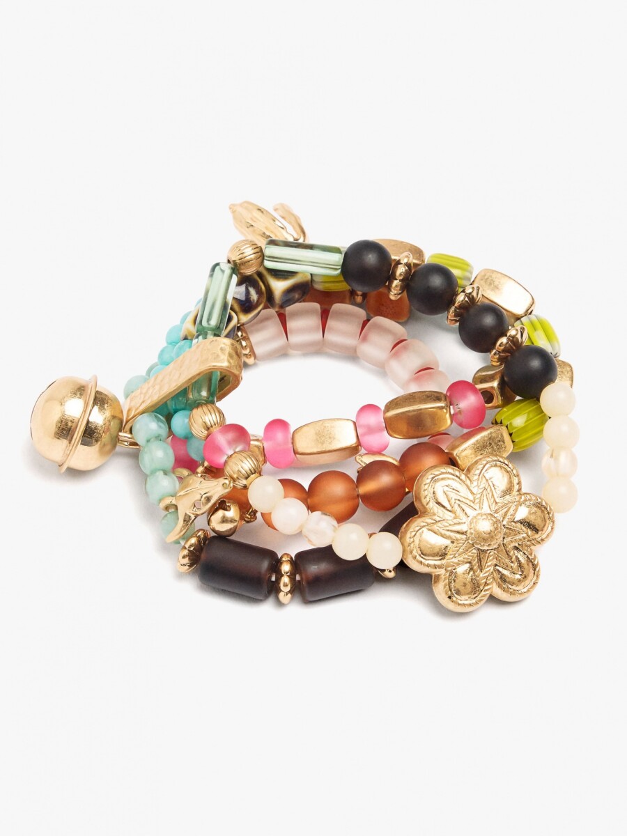 Pulsera Elástica Cuentas De Cerámica multicolor