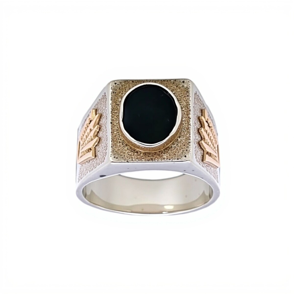 Anillo Mesa-Plata y Oro-Piedra Onix-AN5175 - conpiedra 