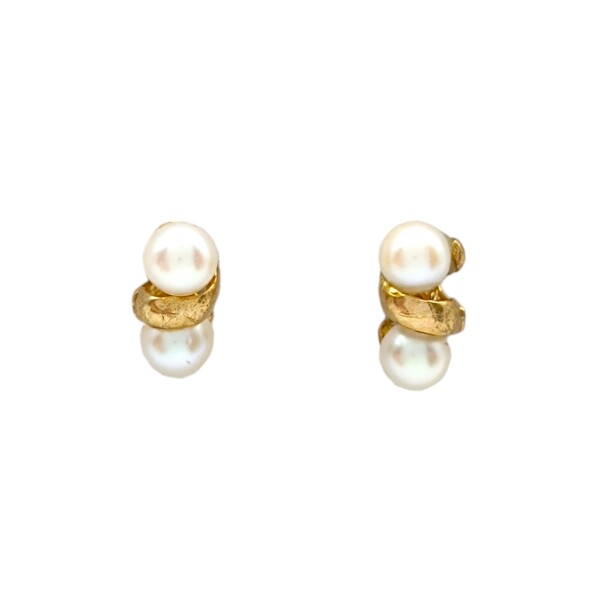 Caravanas doble perlas - Oro bajo - Perla de cultivo- CA8206 conperla