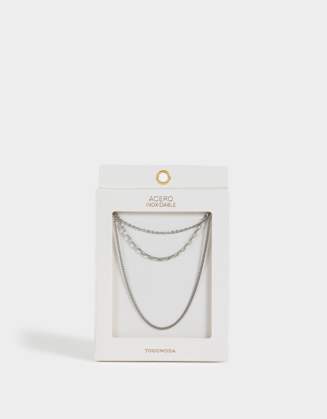 Collares Cortos Premium Silver Collar Corto De Acero Quirúrgico - Plateado