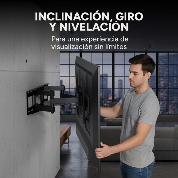 Soporte De Pared Doble Brazo Acero Tv De 37" - 80" Brateck Color Negro