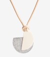 Collar Largo Cordón Chapones Plateado Plata Cepillada Mate