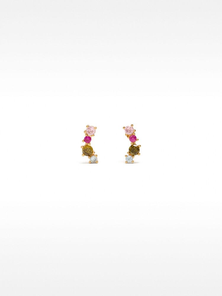 Pendientes Con Cristales - Plata De Ley 925 multicolor