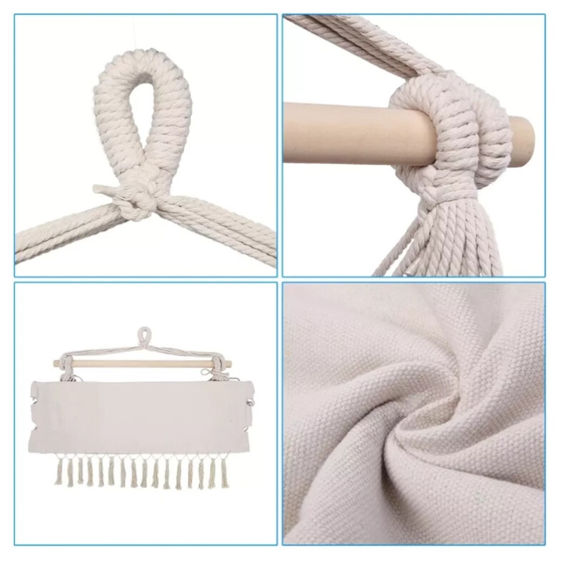 Silla Hamaca Paraguaya C/amohadones Fleco Calidad Premium Blanco