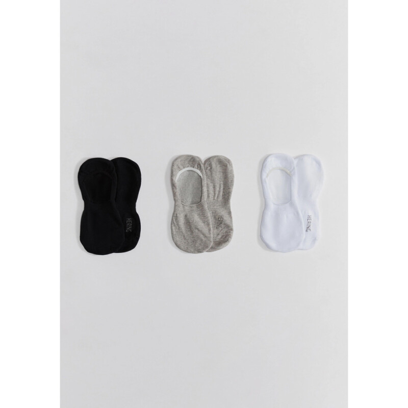 KIT COM 3 PARES MEIAS UNISSEX PRETO/CINZA/BRANCO