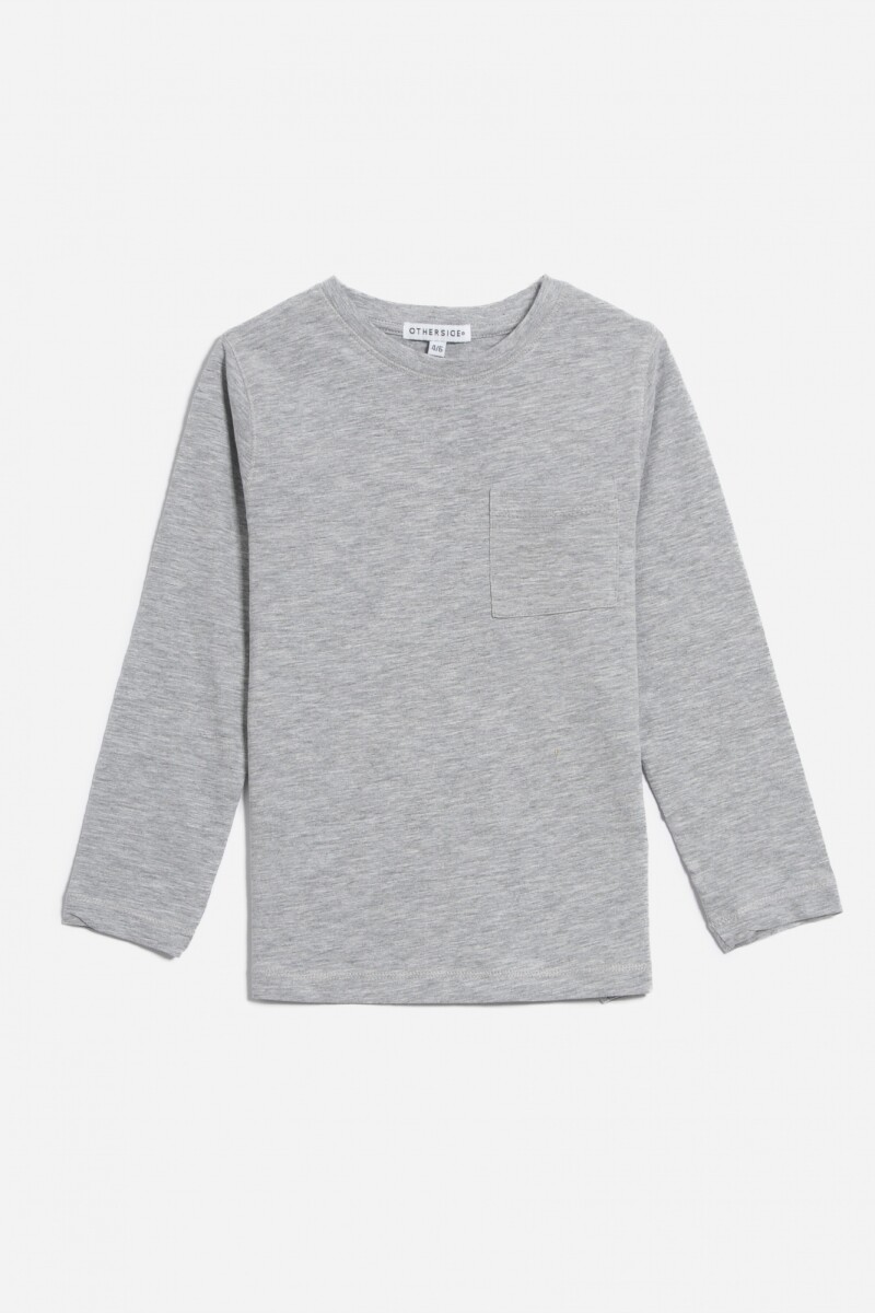 Remera básica manga larga GRIS MELANGE