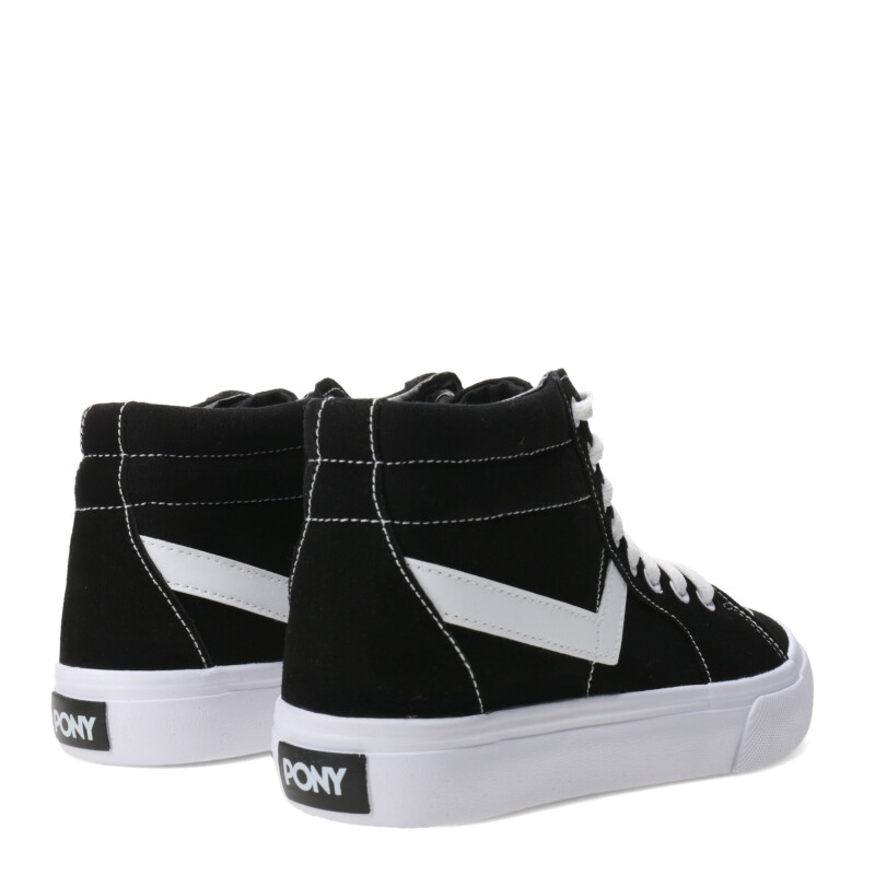 Botas de Mujer PONY Casual Lona Negro - Blanco