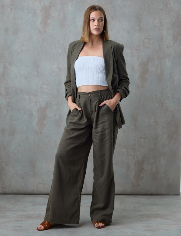 Pantalon Lino Wide OLIVA