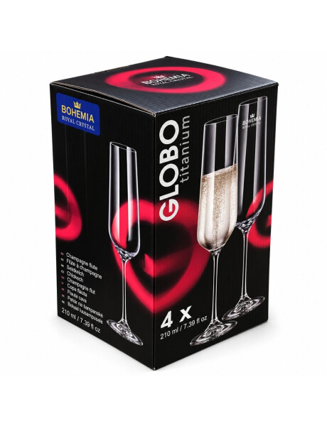 SET 4 COPAS FLAUTA 210ML GLOBO BOHEMIA SET 4 COPAS FLAUTA 210ML GLOBO BOHEMIA