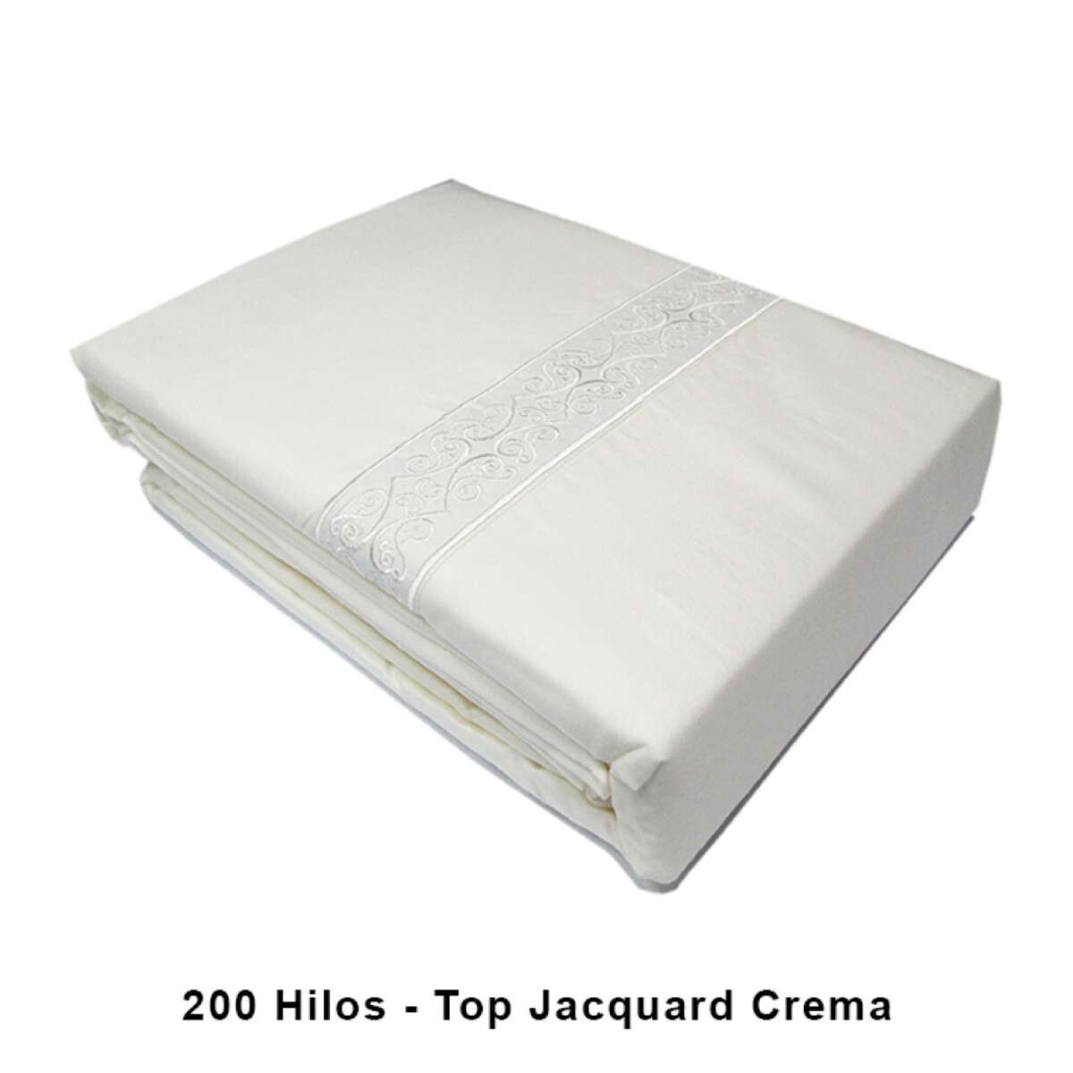 Juego Sábanas Bordadas Dohler 1 plaza 200 hilos - Top Jacquard Crema 