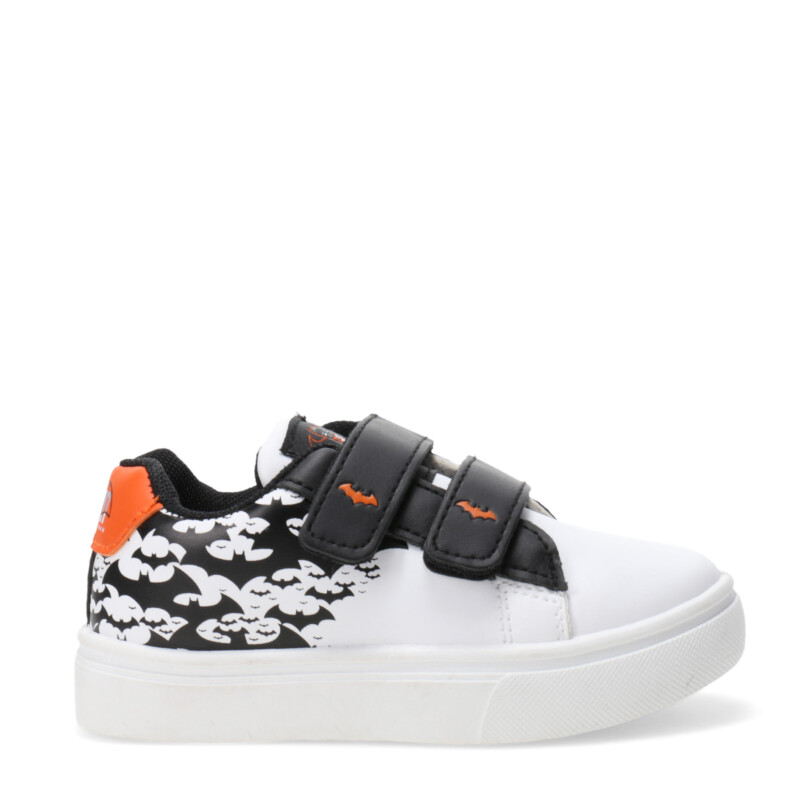 Championes Infantiles Batman Velcros Blanco - Negro - Anaranjado