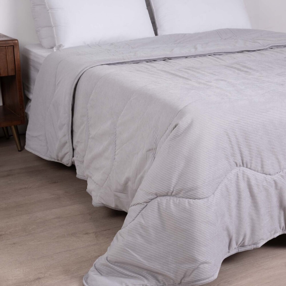 ACOLCHADO 2 PLAZAS MICROFIBRA NATURAL-BEIGE RIB CRUDO