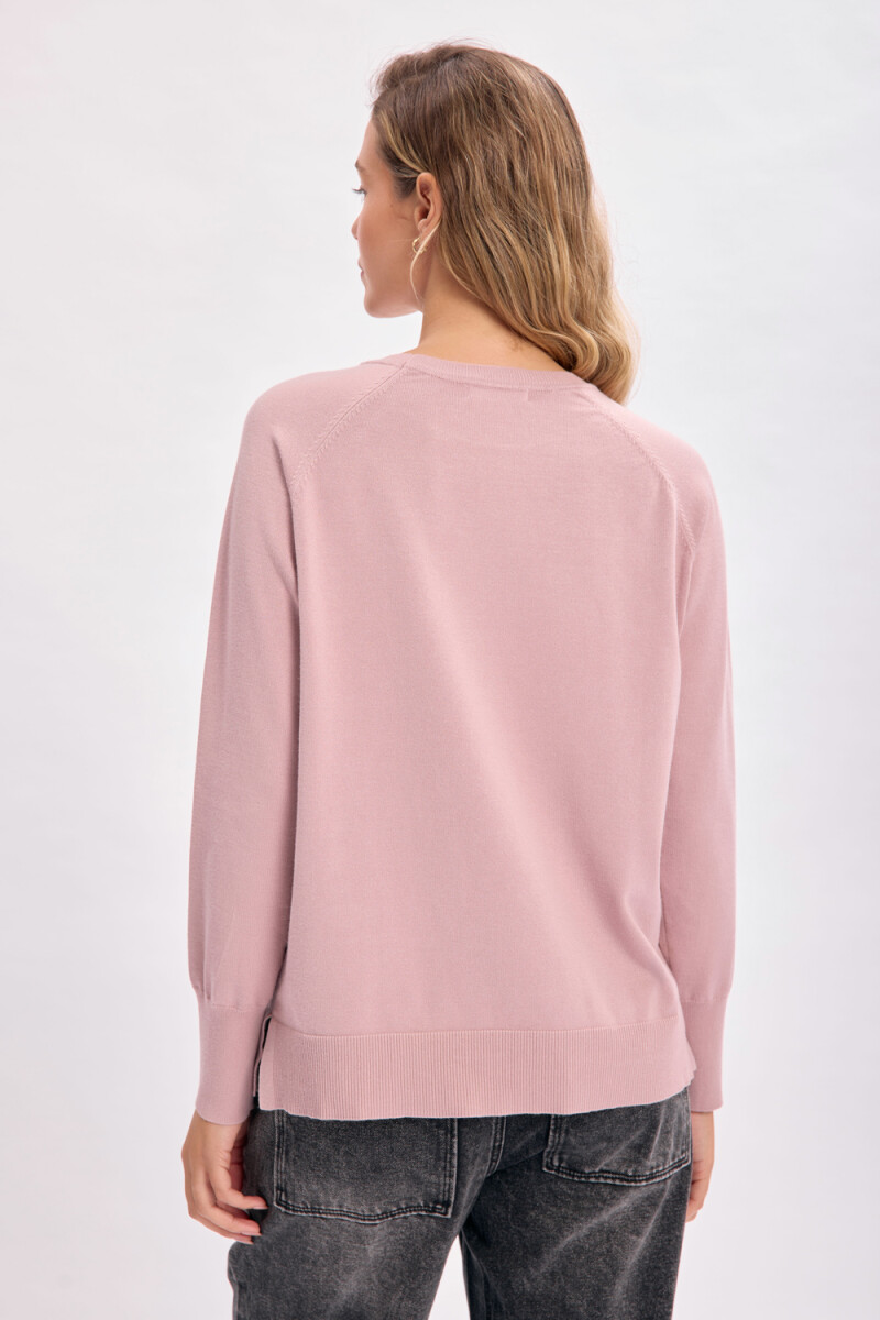 Buzo básico cuello redondo Rosa