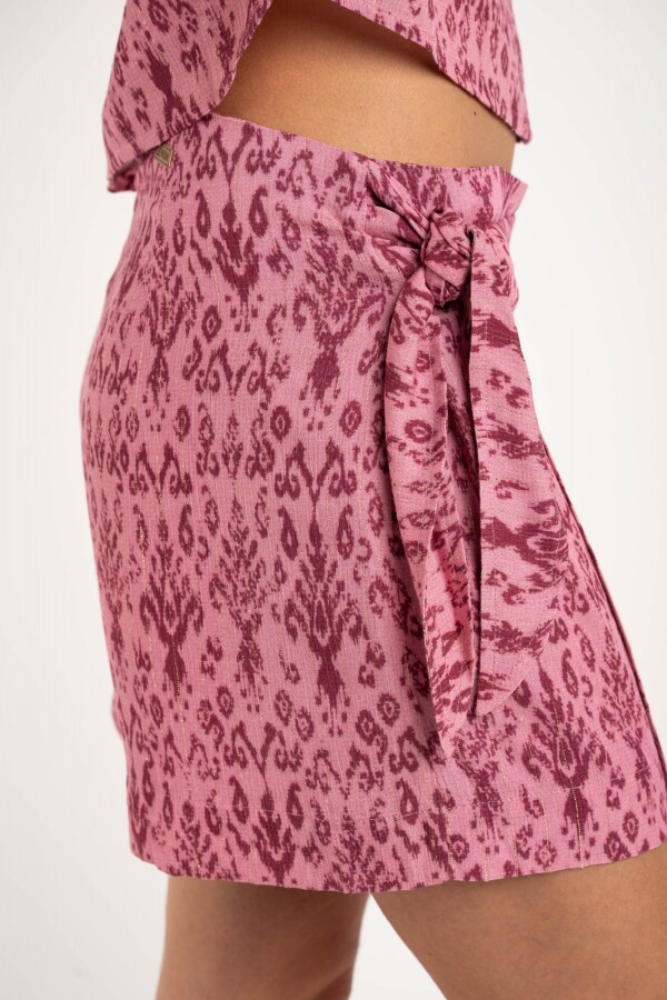 Skort Estampado Lurex Rosa