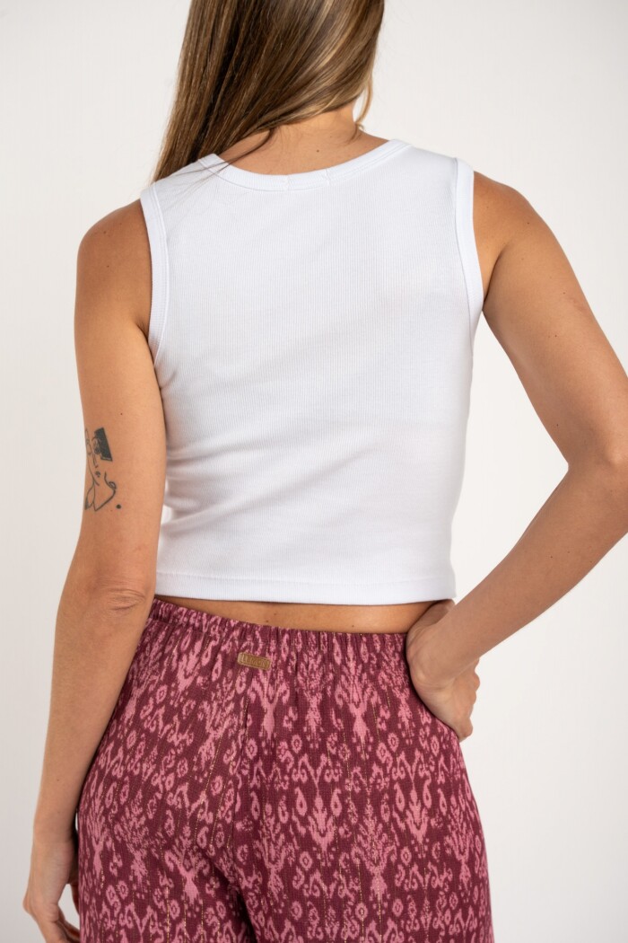 Musculosa Ribb Algodón Elastano Blanco