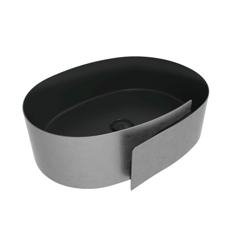 Bacha espiral de loza negra mate de apoyo 56x42x17 000