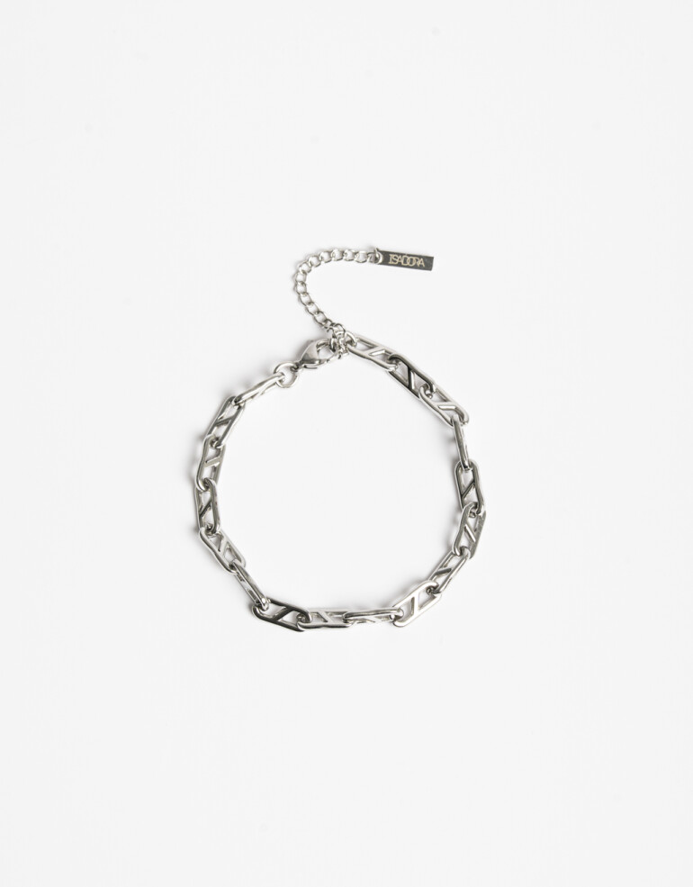 Pulseras Flexibles Metal Pulsera Para Hombres De Acero Cadena Gruesa - Plateado