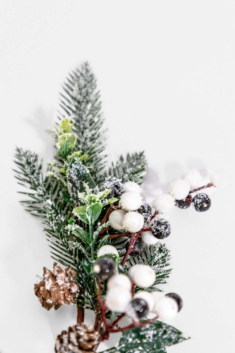 Deco Navidad Rama Bolas Blancas Nevadas Color Unico