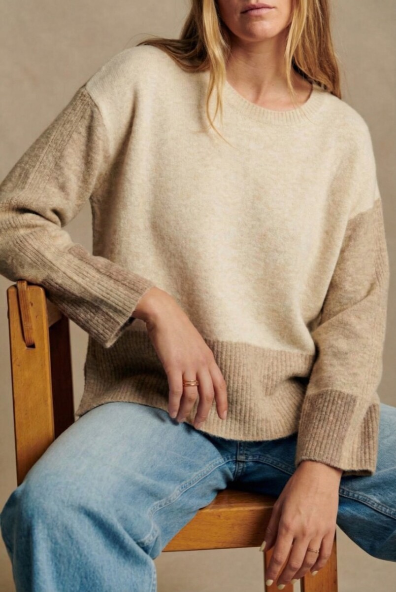 Sweater Combinado - Beige Melange 