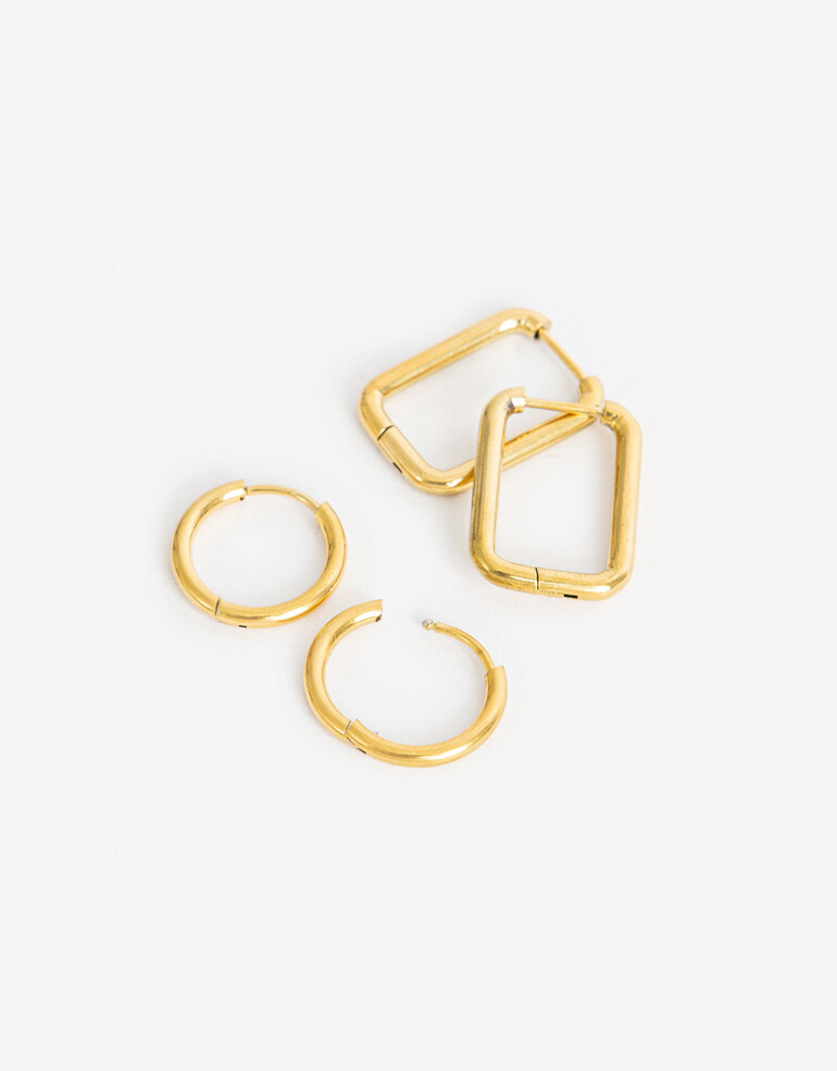 Aros Argollas Set Metal Set De Argollas De Acero - Dorado