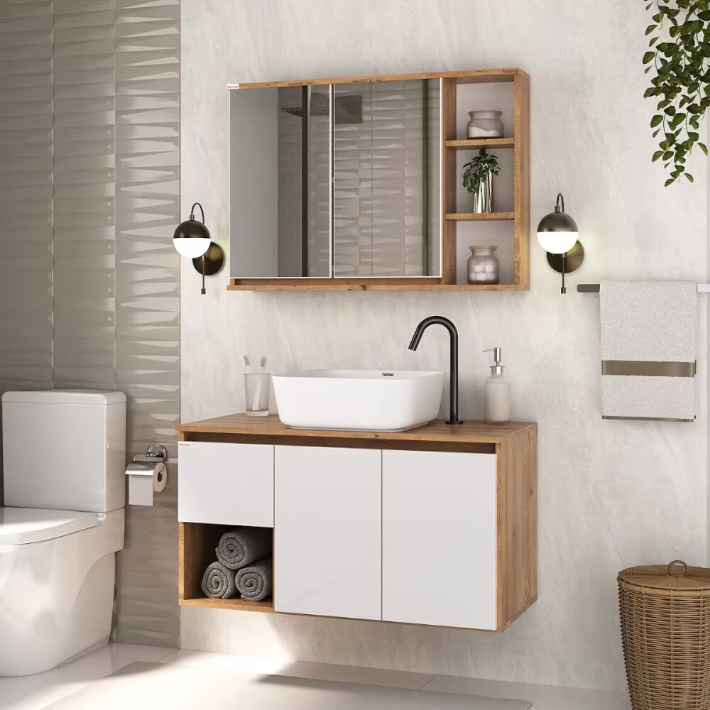 Mueble de baño suspendido Apollo Rustico Blanco 90 cm sin bacha Mueble De Baño Suspendido Apollo Rustico Blanco 90 Cm Sin Bacha