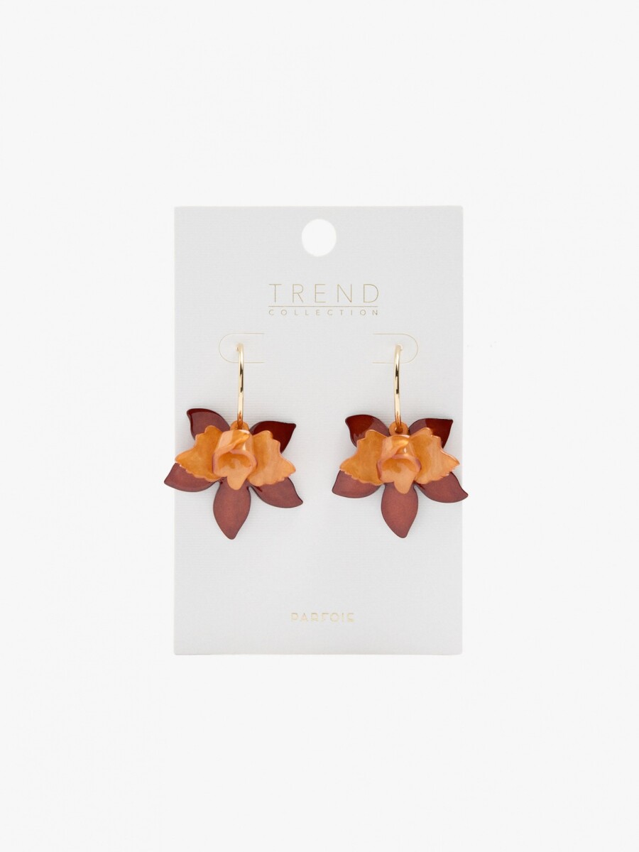 Aros Abiertos Con Maxi Flor naranja