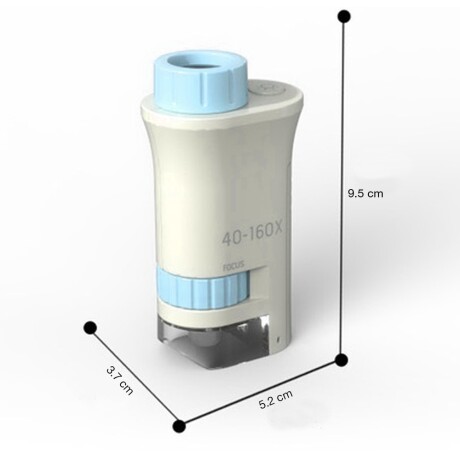 Mini Microscopio Didáctico 40-160X Portable p/Bolsillo Niños Celeste