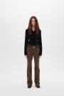 LEOPARD SIDE BUTTON SKINNY JEA Marron