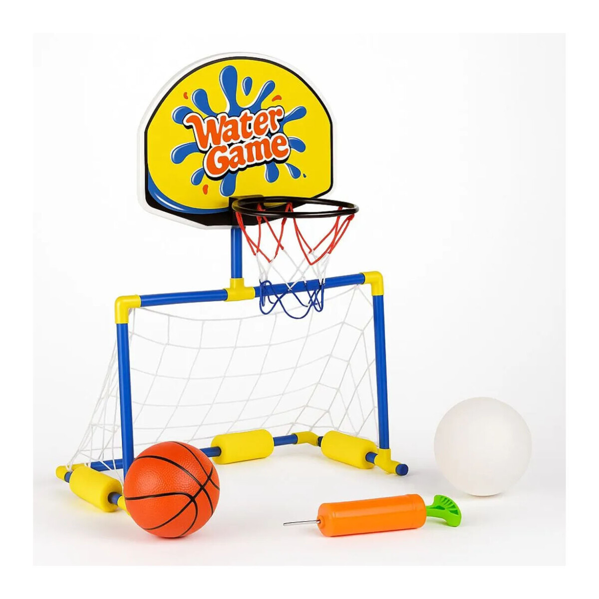 Juego Acuático 2en1 Para Piscina Arco/Aro Básquet c/Pelotas - Azul 