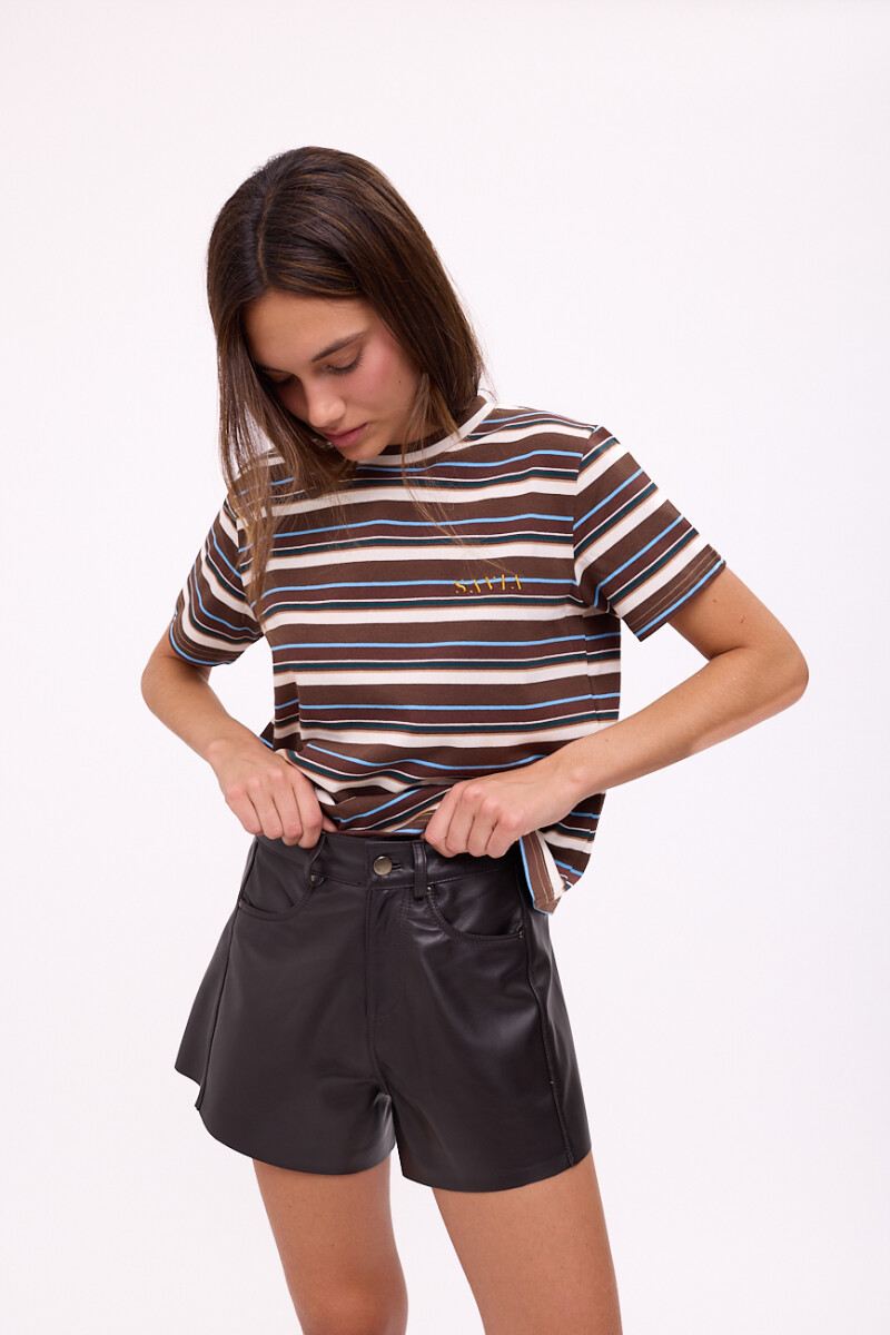 SHORT WIDE XL COURO - Chocolate 