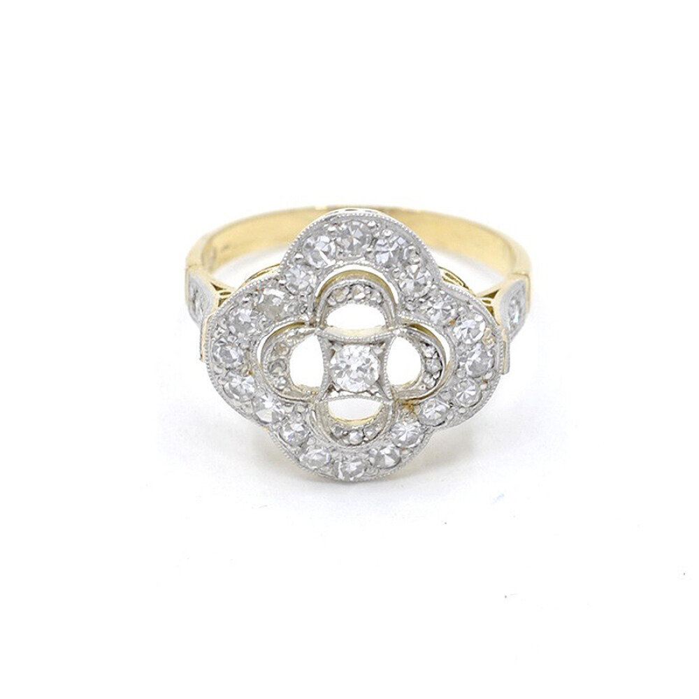 Anillo Oro 18K, Platino, Brillantes Y Diamantes Anillo Oro 18K, Platino, Brillantes Y Diamantes