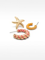 Set De Pendientes Con Rafia multicolor