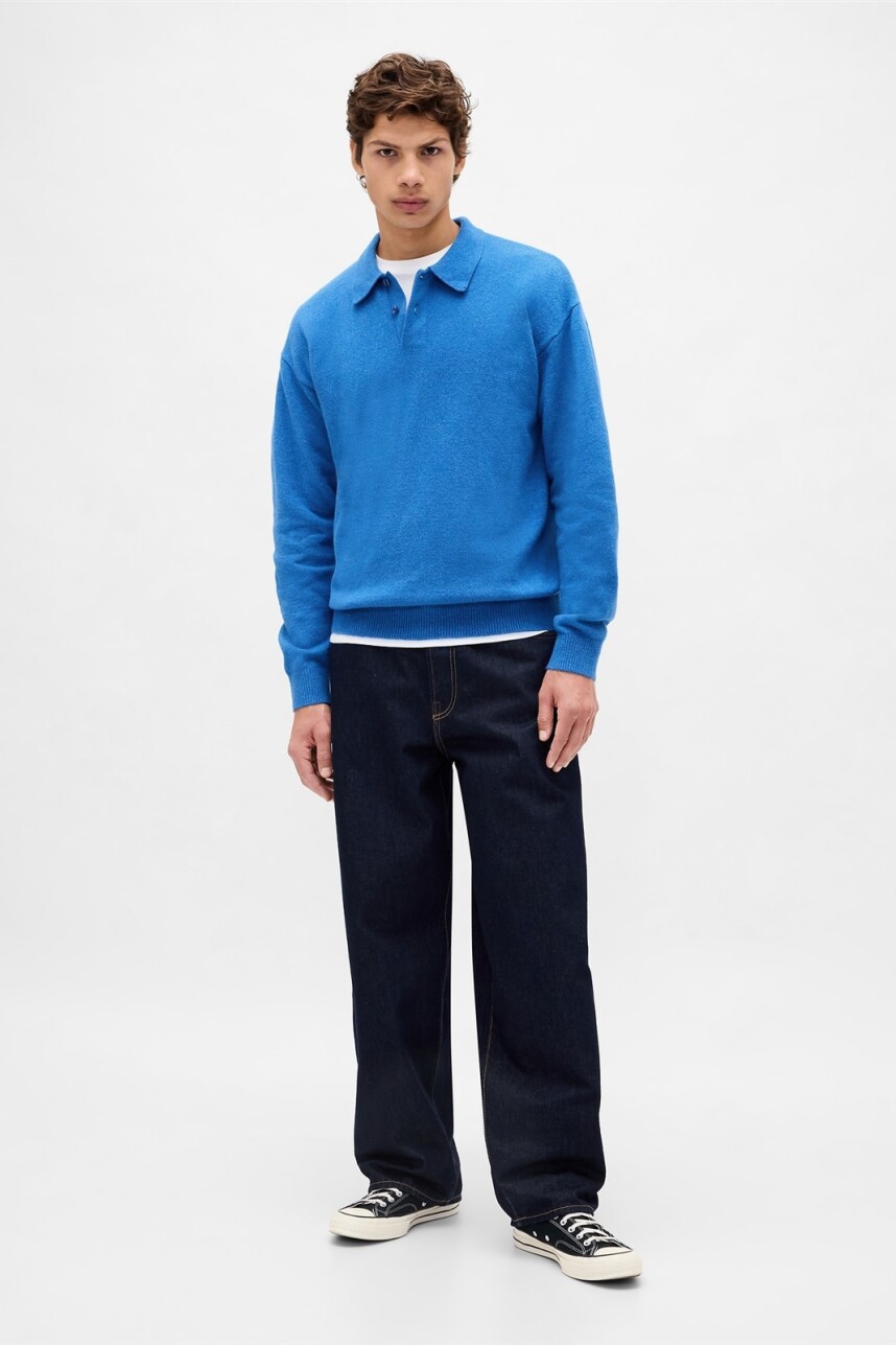 Buzo Tipo Polo Cashsoft Hombre Blue