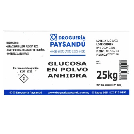 Glucosa en polvo 25 kg