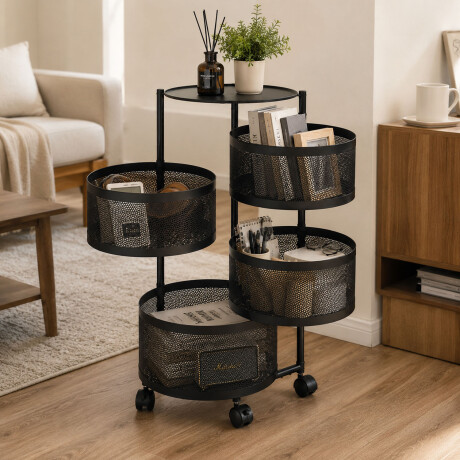 Carrito Organizador 4 Niveles Con Ruedas Cocina Hogar Negro