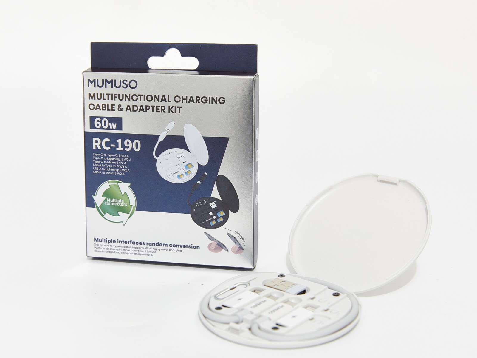 KIT DE CABLE DE CARGA MULTIFUNCIONAL Y ADAPTADOR (CARGA RÁPIDA DE 60 W/NEGRO) 