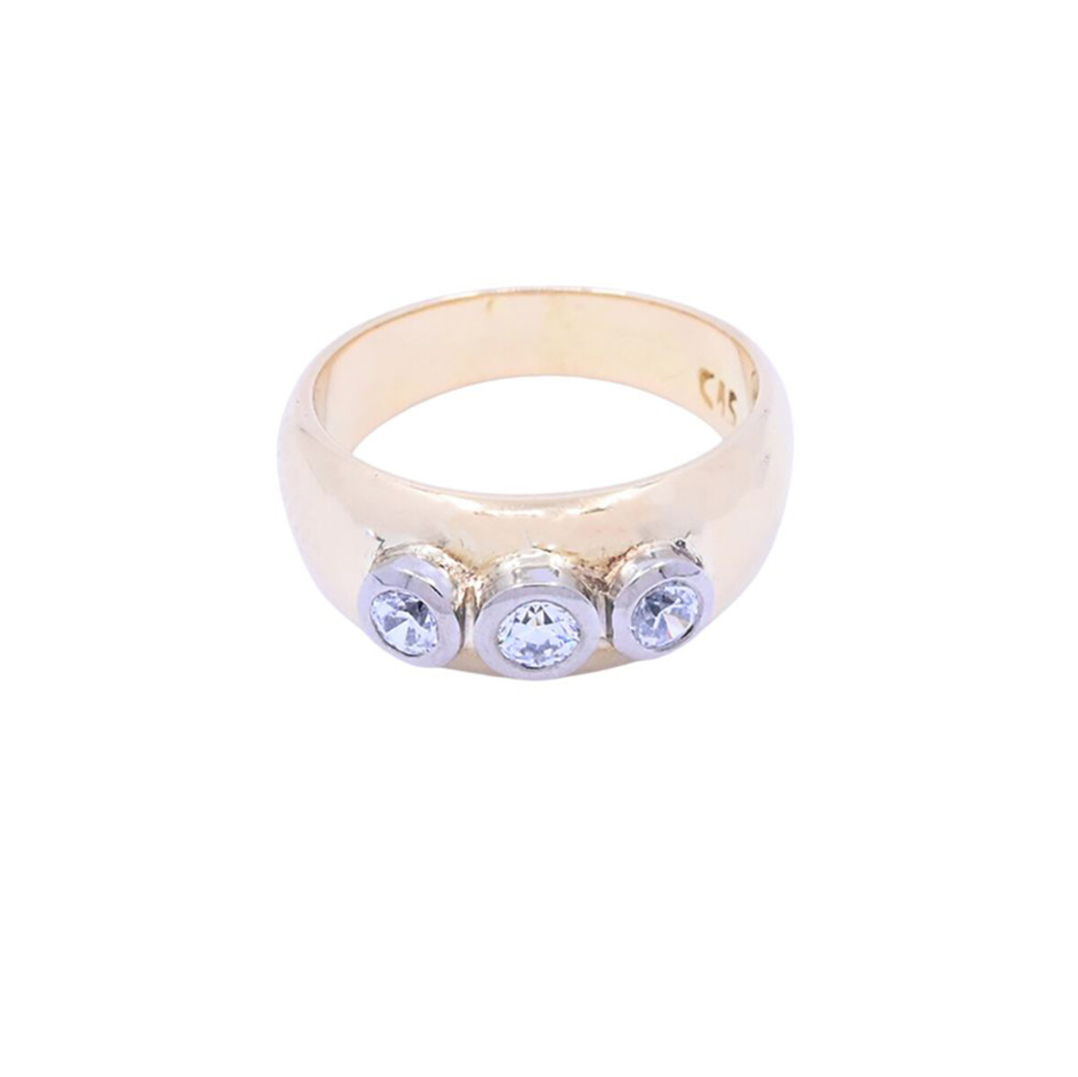 Anillo oro 18k con zirconias. 