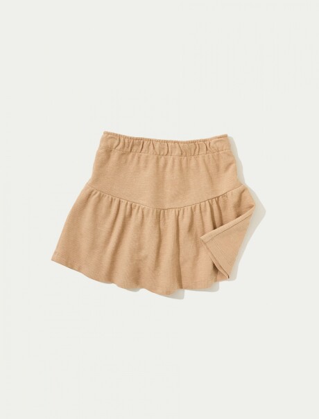 FALTA SHORT CON VOLANTES BEIGE