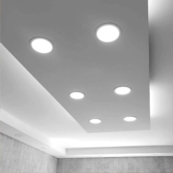 Plafon 6W Luminaria Techo Led Redondo Panel Luz Cálida Foco Variante Color Blanco