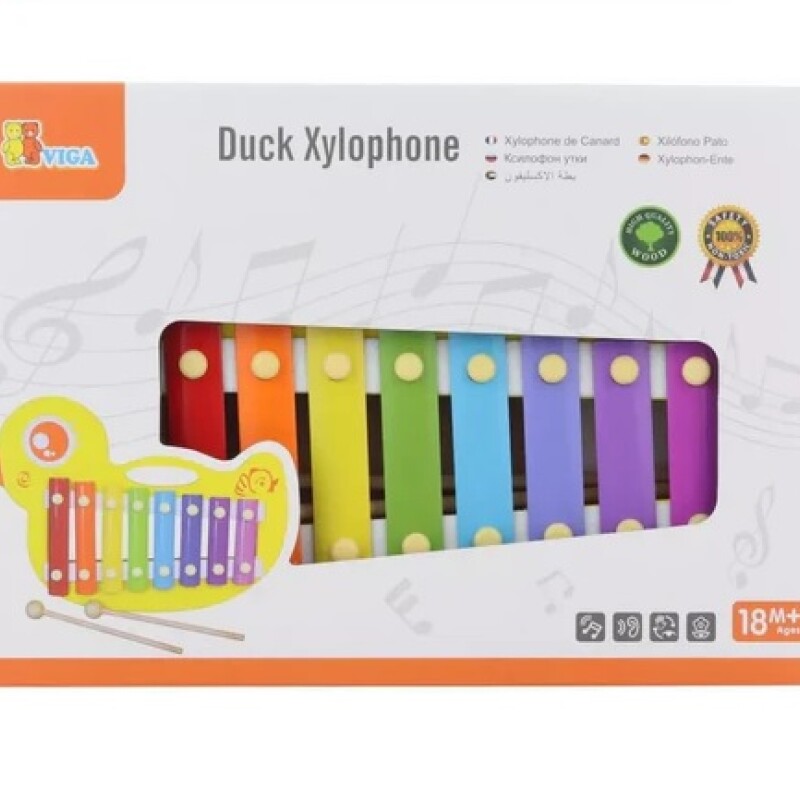 Xilófono de madera y metal con forma de pato de Viga Xilófono de madera y metal con forma de pato de Viga