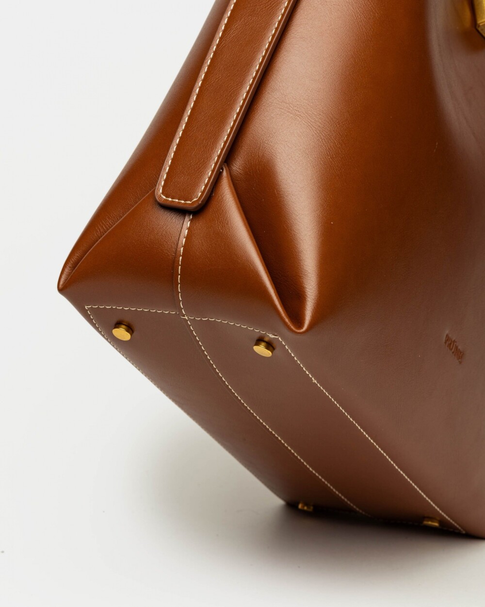Bolso The Lock en efecto cuero liso Tabaco