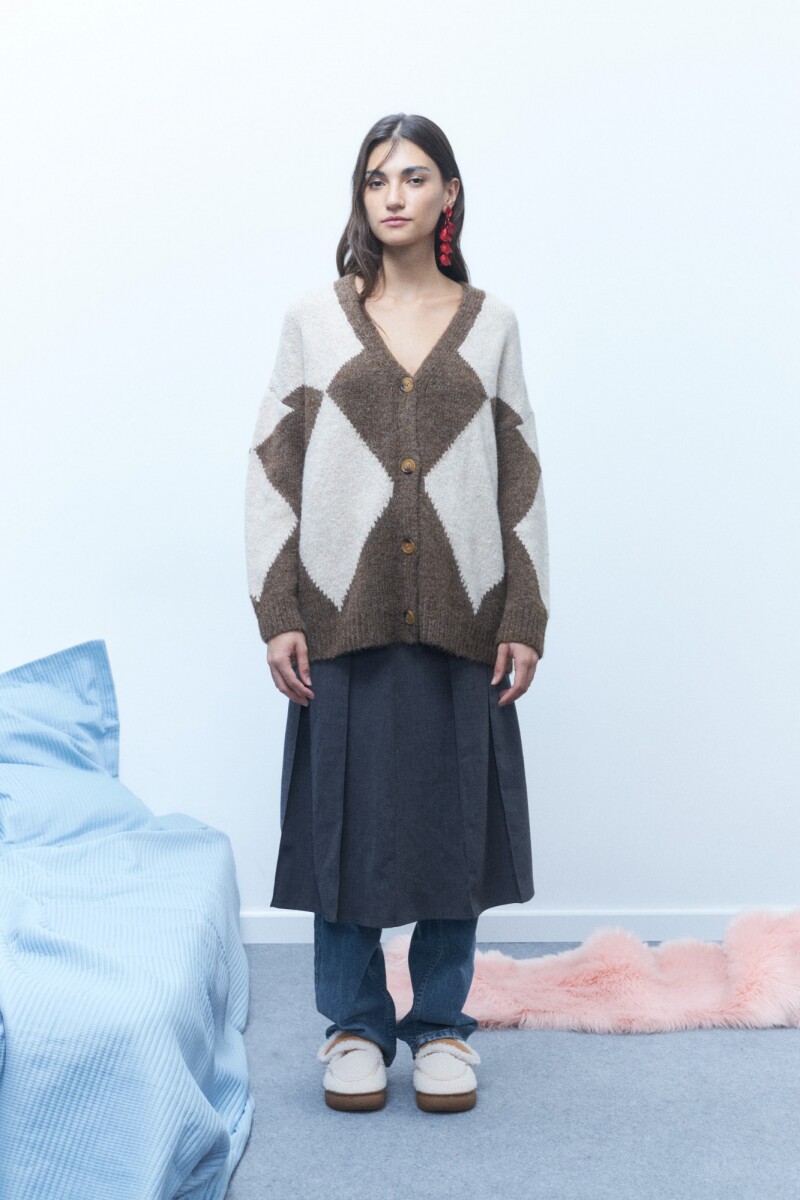Cardigan rombos - marrón 