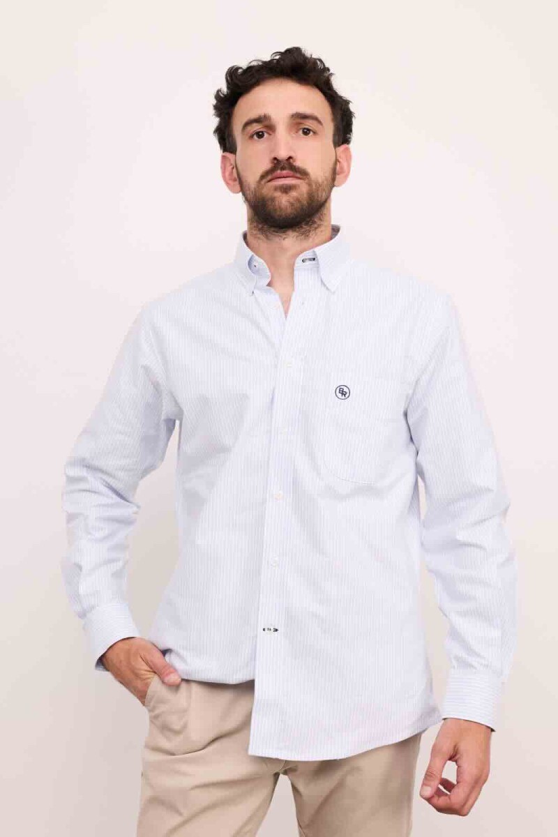 Camisa Oxford Rayada Brixton Celeste