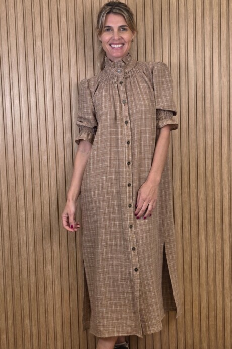 Vestido Maldivas Cuadros Marrón