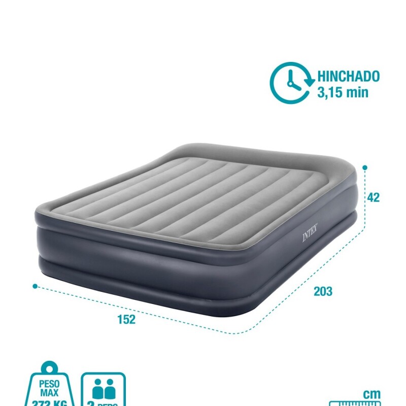 INTEX COLCHON SOMMIER DURA-BEAM PLUS PILLOW DLX 2 PLAZAS INFLADOR Intex Colchon Sommier Dura-beam Plus Pillow Dlx 2 Plazas Inflador