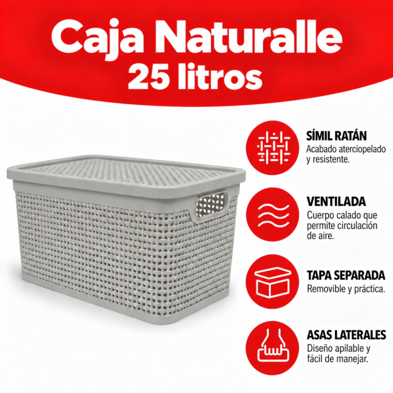 Caja simil ratán 25 lts CAPPUCCINO