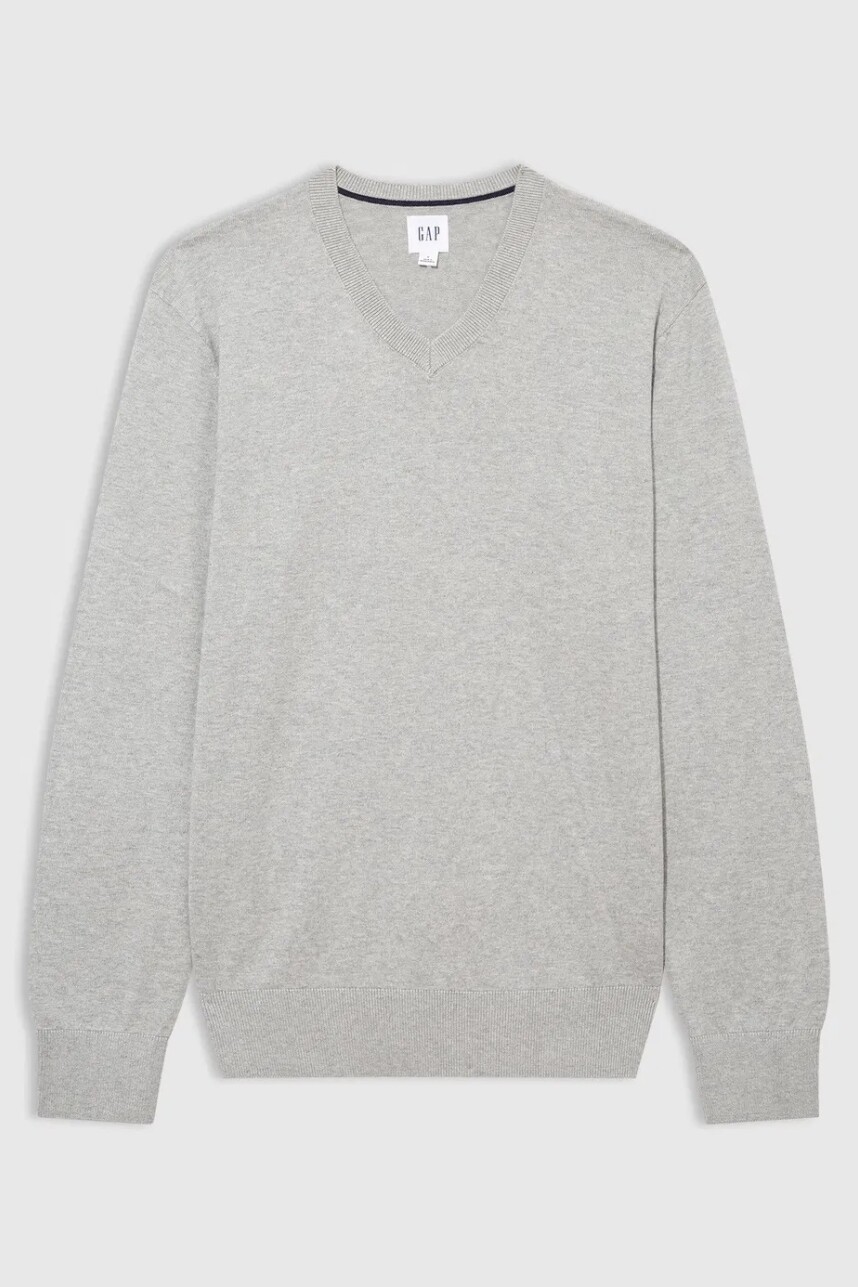 Buzo Algodòn Escote V Hombre Heather Grey